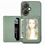 For vivo Y27 4G Carbon Fiber Magnetic Card Bag Phone Case(Green)