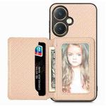 For vivo Y27 4G Carbon Fiber Magnetic Card Bag Phone Case(Khaki)