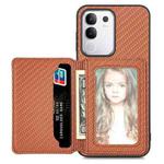 For vivo Y29 4G Carbon Fiber Magnetic Card Bag Phone Case(Brown)