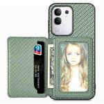For vivo Y29 4G Carbon Fiber Magnetic Card Bag Phone Case(Green)