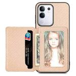 For vivo Y29 4G Carbon Fiber Magnetic Card Bag Phone Case(Khaki)