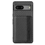 For Google Pixel 7A Carbon Fiber Magnetic Card Bag Phone Case(Black)