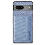 For Google Pixel 7A Carbon Fiber Magnetic Card Bag Phone Case(Blue)