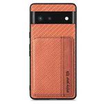 For Google Pixel 6 Carbon Fiber Magnetic Card Bag Phone Case(Brown)