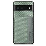 For Google Pixel 6 Carbon Fiber Magnetic Card Bag Phone Case(Green)