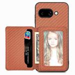 For Google Pixel 9a Carbon Fiber Magnetic Card Bag Phone Case(Brown)