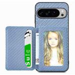 For Google Pixel 9 / 9 Pro Carbon Fiber Magnetic Card Bag Phone Case(Blue)