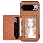 For Google Pixel 9 / 9 Pro Carbon Fiber Magnetic Card Bag Phone Case(Brown)