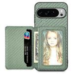 For Google Pixel 9 / 9 Pro Carbon Fiber Magnetic Card Bag Phone Case(Green)