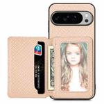 For Google Pixel 9 Pro XL Carbon Fiber Magnetic Card Bag Phone Case(Khaki)