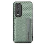 For Honor 80 Pro Carbon Fiber Magnetic Card Bag Phone Case(Green)