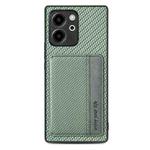 For Honor 80 SE Carbon Fiber Magnetic Card Bag Phone Case(Green)