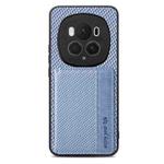 For Honor Magic6 Pro Carbon Fiber Magnetic Card Bag Phone Case(Blue)