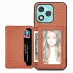 For Honor 400 Lite Global Carbon Fiber Magnetic Card Bag Phone Case(Brown)