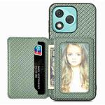 For Honor 400 Lite Global Carbon Fiber Magnetic Card Bag Phone Case(Green)