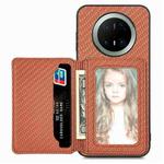 For Huawei Mate 70 Pro Carbon Fiber Magnetic Card Bag Phone Case(Brown)
