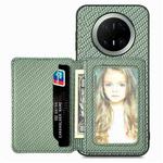 For Huawei Mate 70 Pro Carbon Fiber Magnetic Card Bag Phone Case(Green)