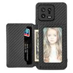 For Xiaomi 13 Carbon Fiber Magnetic Card Bag Phone Case(Black)
