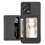 For Redmi Note 12 5G Carbon Fiber Magnetic Card Bag Phone Case(Black)