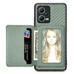 For Redmi Note 12 5G Carbon Fiber Magnetic Card Bag Phone Case(Green)