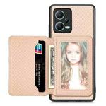 For Redmi Note 12 5G Carbon Fiber Magnetic Card Bag Phone Case(Khaki)