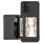 For Redmi Note 10 4G Carbon Fiber Magnetic Card Bag Phone Case(Black)