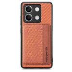 For Redmi Note 13 5G Carbon Fiber Magnetic Card Bag Phone Case(Brown)