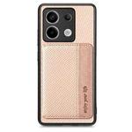 For Redmi Note 13 Pro 5G Carbon Fiber Magnetic Card Bag Phone Case(Khaki)