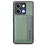 For Redmi Note 13 4G Carbon Fiber Magnetic Card Bag Phone Case(Green)