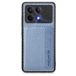 For Xiaomi Poco X6 Pro Carbon Fiber Magnetic Card Bag Phone Case(Blue)