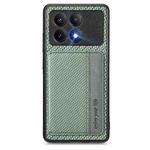 For Xiaomi Poco X6 Pro Carbon Fiber Magnetic Card Bag Phone Case(Green)