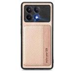 For Xiaomi Poco X6 Pro Carbon Fiber Magnetic Card Bag Phone Case(Khaki)