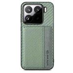 For Xiaomi 15 Carbon Fiber Magnetic Card Bag Phone Case(Green)