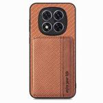 For Redmi Note 14 Pro+ 5G Carbon Fiber Magnetic Card Bag Phone Case(Brown)