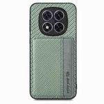 For Redmi Note 14 Pro+ 5G Carbon Fiber Magnetic Card Bag Phone Case(Green)