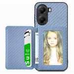 For Redmi Turbo 4 Carbon Fiber Magnetic Card Bag Phone Case(Blue)