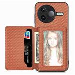 For Redmi K80 / Poco F7 Pro Carbon Fiber Magnetic Card Bag Phone Case(Brown)