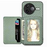 For Redmi K80 / Poco F7 Pro Carbon Fiber Magnetic Card Bag Phone Case(Green)