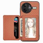 For Redmi K80 Pro / Poco F7 Ultra Carbon Fiber Magnetic Card Bag Phone Case(Brown)