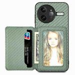 For Redmi K80 Pro / Poco F7 Ultra Carbon Fiber Magnetic Card Bag Phone Case(Green)