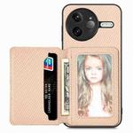 For Redmi K80 Pro / Poco F7 Ultra Carbon Fiber Magnetic Card Bag Phone Case(Khaki)
