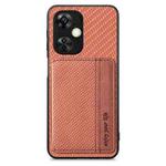 For Oneplus Nord CE 3 Lite Carbon Fiber Magnetic Card Bag Phone Case(Brown)