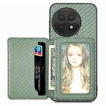 For OnePlus 13 Carbon Fiber Magnetic Card Bag Phone Case(Green)