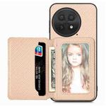 For OnePlus 13 Carbon Fiber Magnetic Card Bag Phone Case(Khaki)