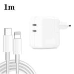 35W PD3.0 USB-C / Type-C Dual Port Charger with 1m Type-C to 8 Pin Data Cable, EU Plug