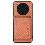 For OPPO Find X8 Ultra Carbon Fiber Leather Card Magsafe Magnetic Phone Case(Brown)