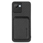 For Realme C30 Carbon Fiber Leather Card Magsafe Phone Case(Black)