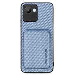 For Realme C30 Carbon Fiber Leather Card Magsafe Phone Case(Blue)