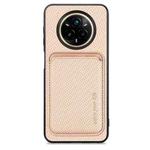 For Realme 14 Pro Carbon Fiber Leather Card Magsafe Phone Case(Khaki)