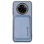 For Realme 14 Pro+ Carbon Fiber Leather Card Magsafe Phone Case(Blue)